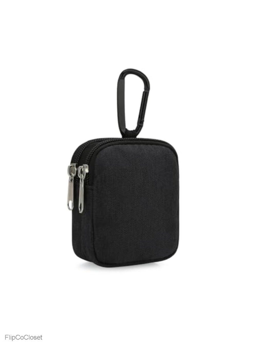 Nylon Coin Purse with Carabiner Clip, Dual Layer Card Case Holder, Mini Tech